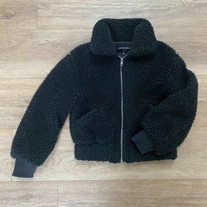 Target 'Who What Wear' Cropped Black Teddy Sherpa Jacket — S